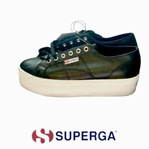 Superga Black and White Platform Sneakers